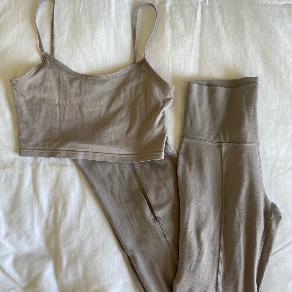 Aritzia TNA Butter Flare Leggings Set in Mauve